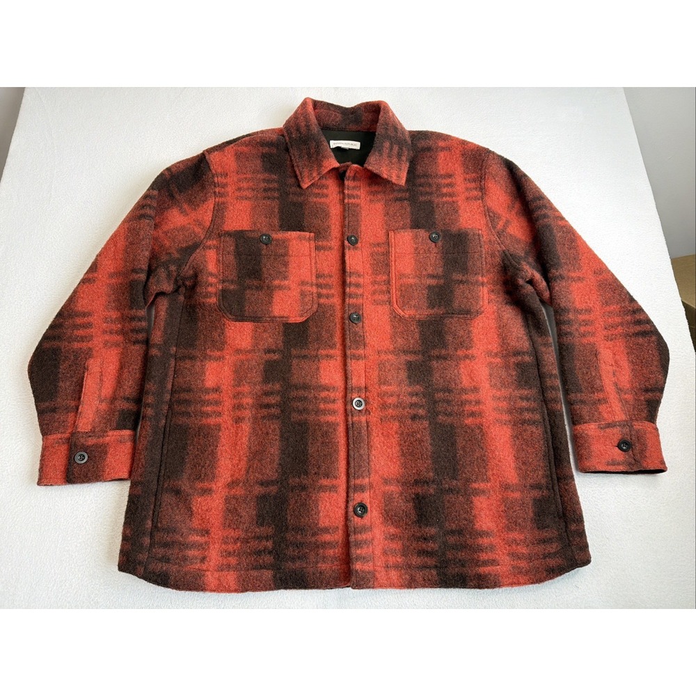 Banana Republic Mens Buffalo Plaid Overshirt Jacket Red Size XL Tall XLT
